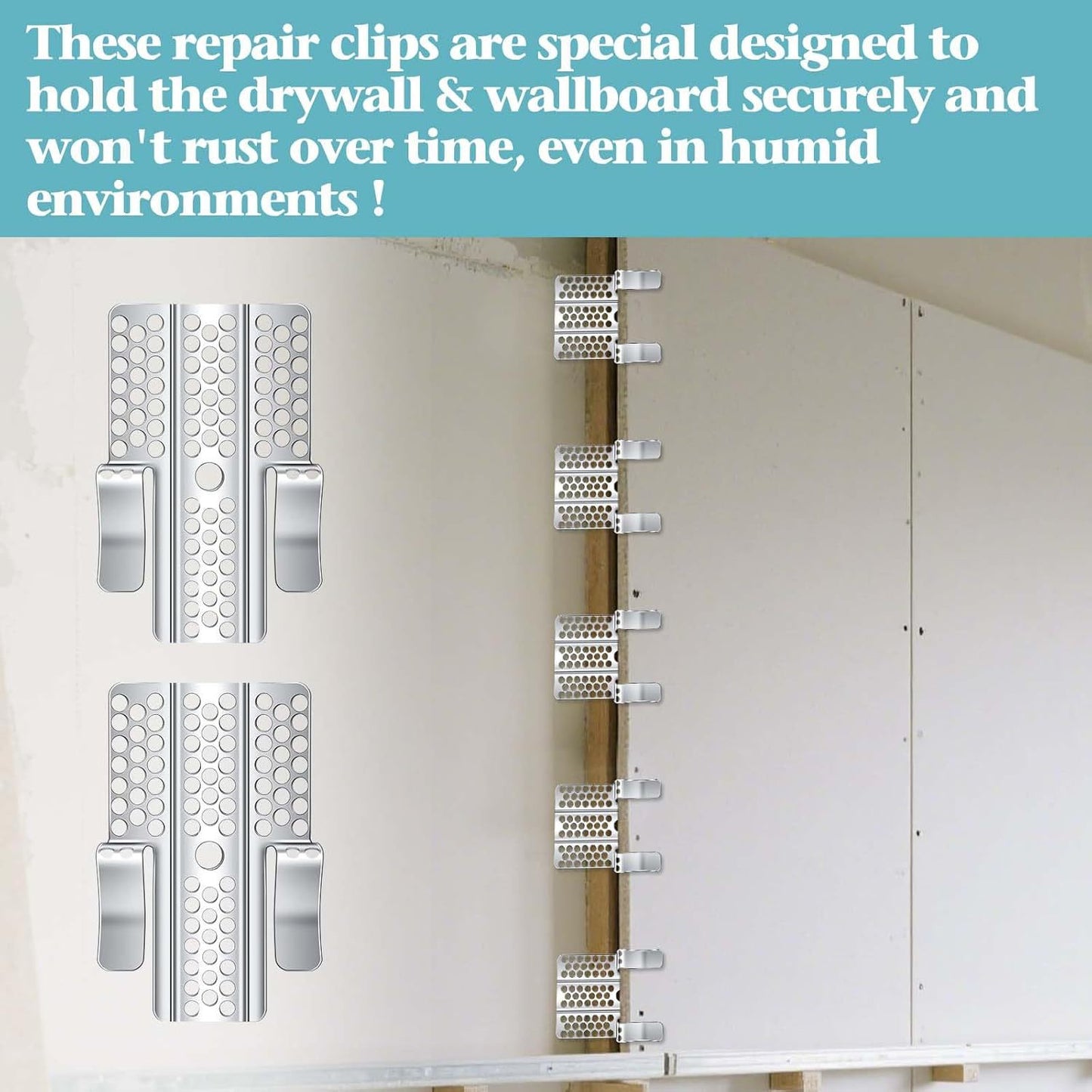 Easy-to-Install 1/2-Inch Drywall Clips,Drywall Repair Tools, Professional Wall Hole Repair Kit and Drywall