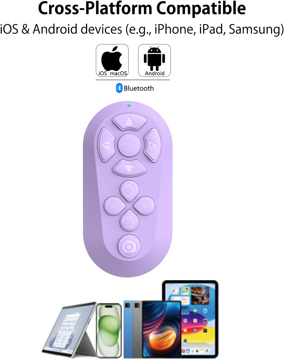 📱Wireless Remote Controller for iOS/Android Bluetooth Remote Control for TikTok Scrolling/Camera/Video Recording/Kindle App