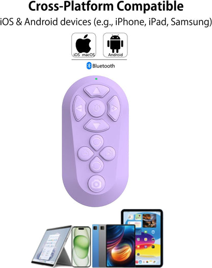 📱Wireless Remote Controller for iOS/Android Bluetooth Remote Control for TikTok Scrolling/Camera/Video Recording/Kindle App