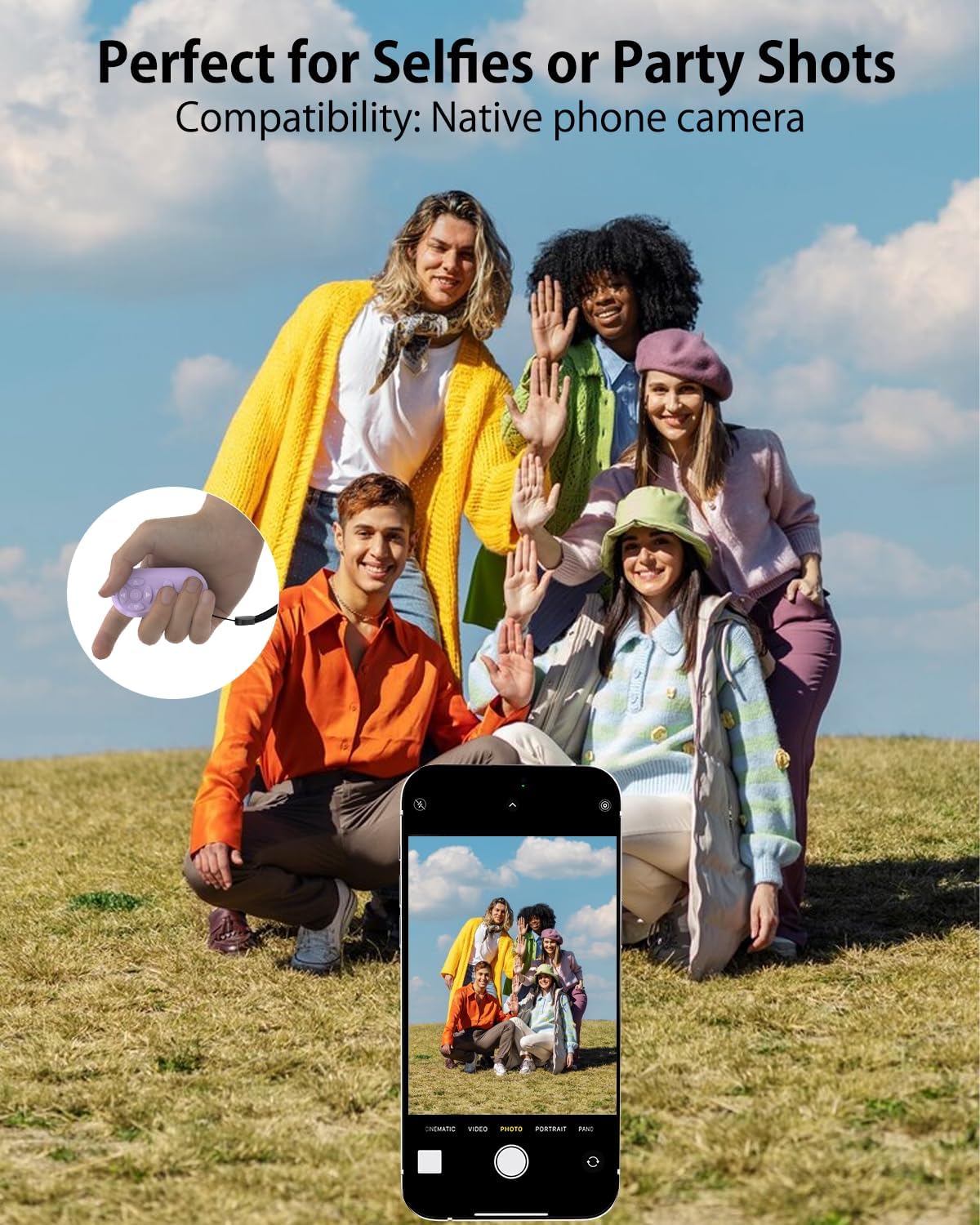 📱Wireless Remote Controller for iOS/Android Bluetooth Remote Control for TikTok Scrolling/Camera/Video Recording/Kindle App