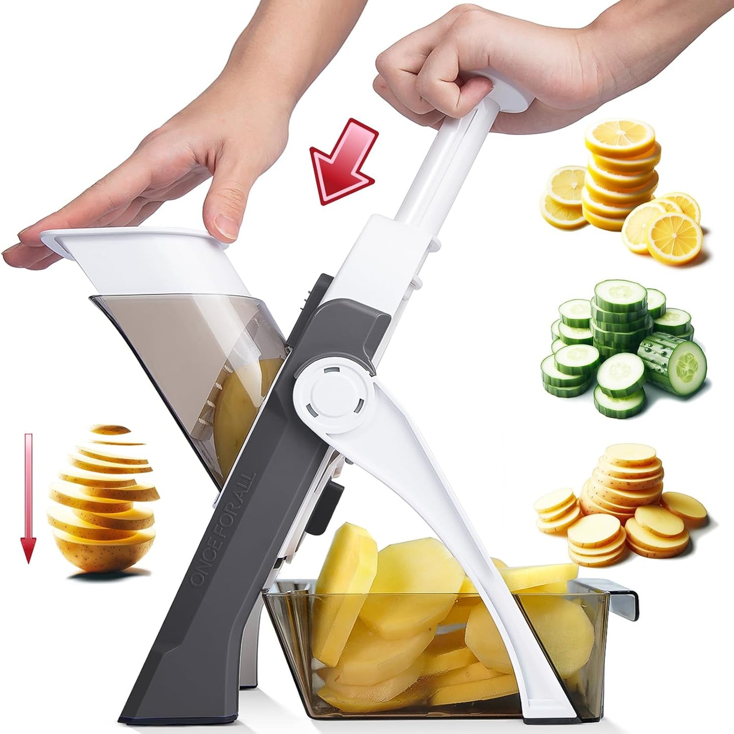 ALL Safe Mandoline Slicer For Kitchen, Professional Vegetable Slicer For Food Potato Slices, Thickness Adjustable 0.1-8 mm