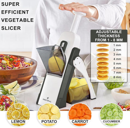ALL Safe Mandoline Slicer For Kitchen, Professional Vegetable Slicer For Food Potato Slices, Thickness Adjustable 0.1-8 mm