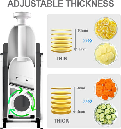 ALL Safe Mandoline Slicer For Kitchen, Professional Vegetable Slicer For Food Potato Slices, Thickness Adjustable 0.1-8 mm