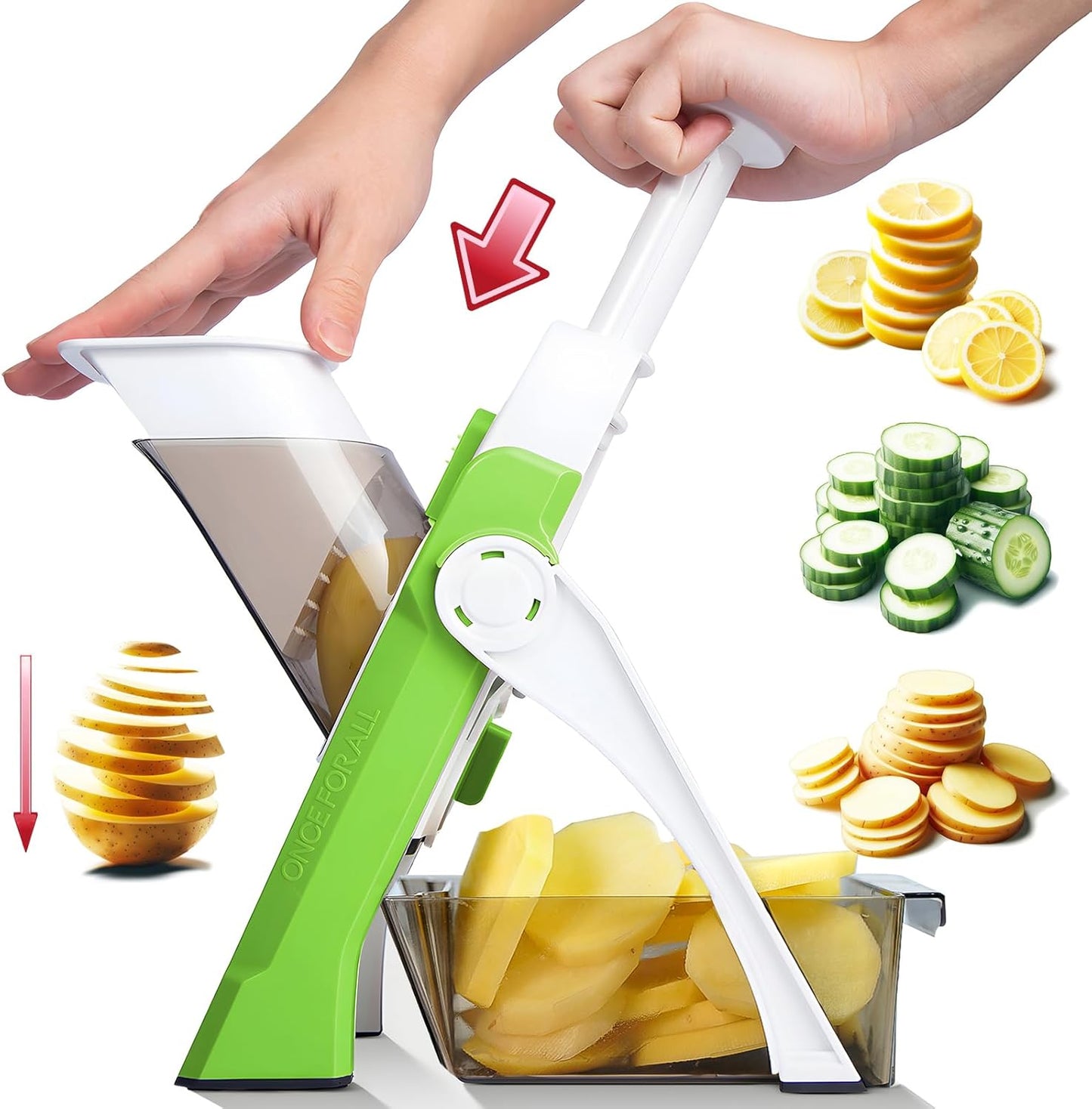 ALL Safe Mandoline Slicer For Kitchen, Professional Vegetable Slicer For Food Potato Slices, Thickness Adjustable 0.1-8 mm