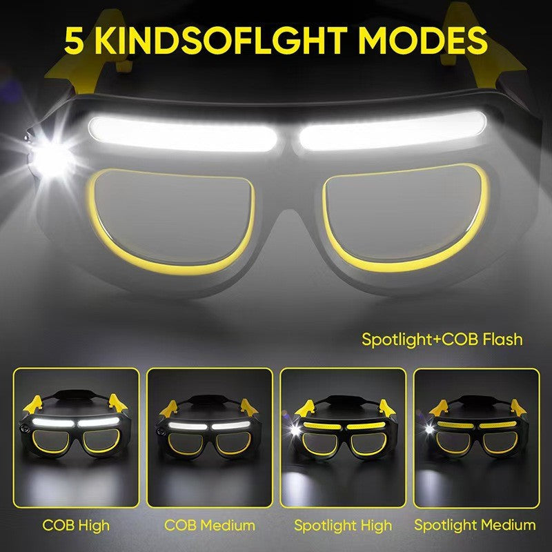 ✨️👓️LED Glasses Rechargeable Headlight with Motion Sensor and Touch Control, 5 KINDSOFLGHT MODES