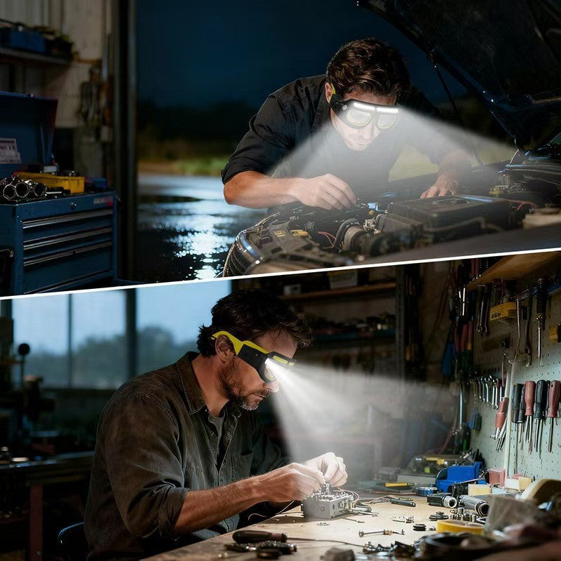 ✨️👓️LED Glasses Rechargeable Headlight with Motion Sensor and Touch Control, 5 KINDSOFLGHT MODES