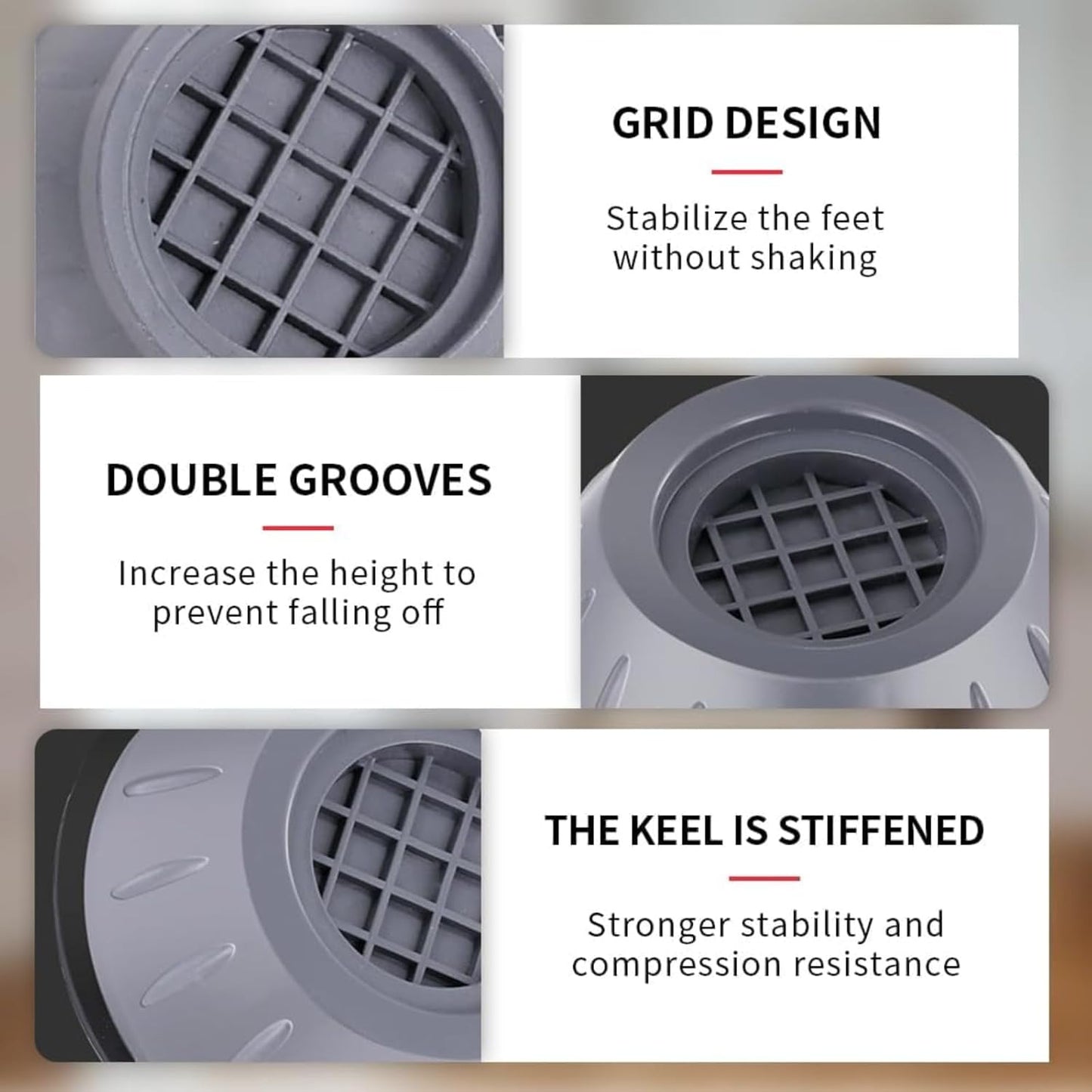 Washing Machine Anti Vibration Pads - Heavy Duty Anti Walk Washer & Dryer Shock Absorber Pads, Noise Reduction & Floor Protection