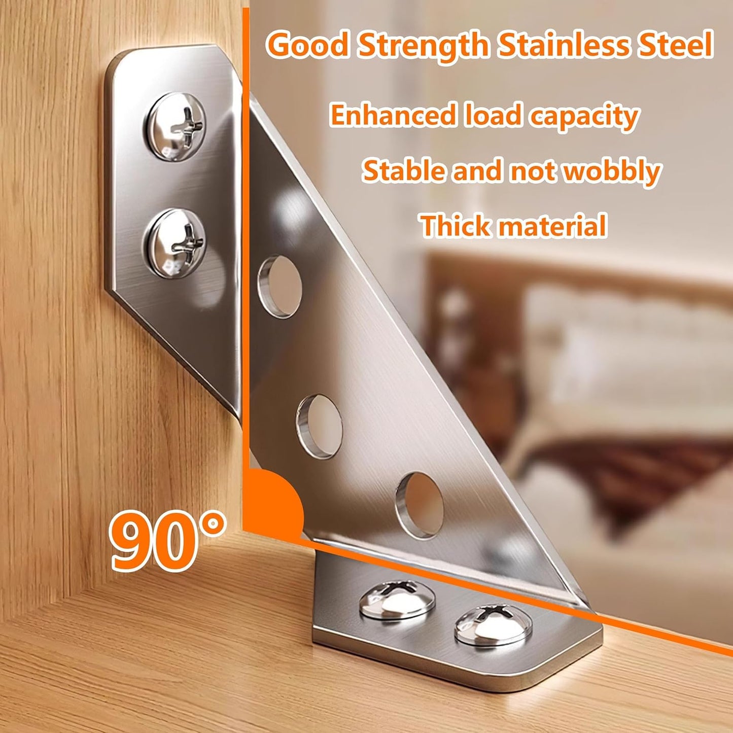 🛠️🛠️25PCS Universal Stainless Steel Furniture Corner Connector Brackets for Bookshelf Wardrobe Shelves Wood Chair Drawer Cabinet