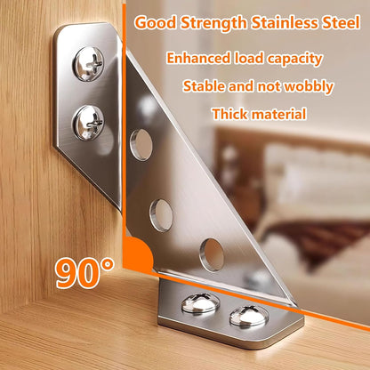🛠️🛠️25PCS Universal Stainless Steel Furniture Corner Connector Brackets for Bookshelf Wardrobe Shelves Wood Chair Drawer Cabinet