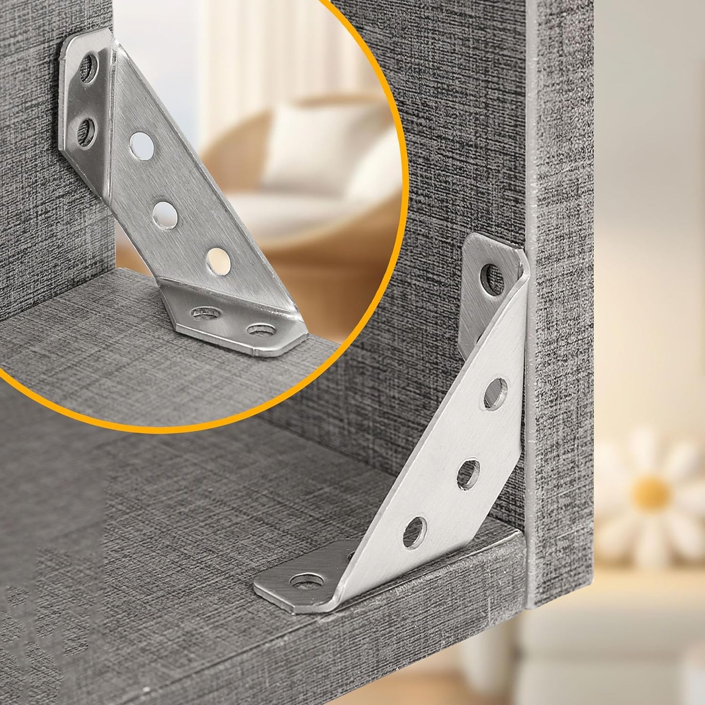 🛠️🛠️25PCS Universal Stainless Steel Furniture Corner Connector Brackets for Bookshelf Wardrobe Shelves Wood Chair Drawer Cabinet