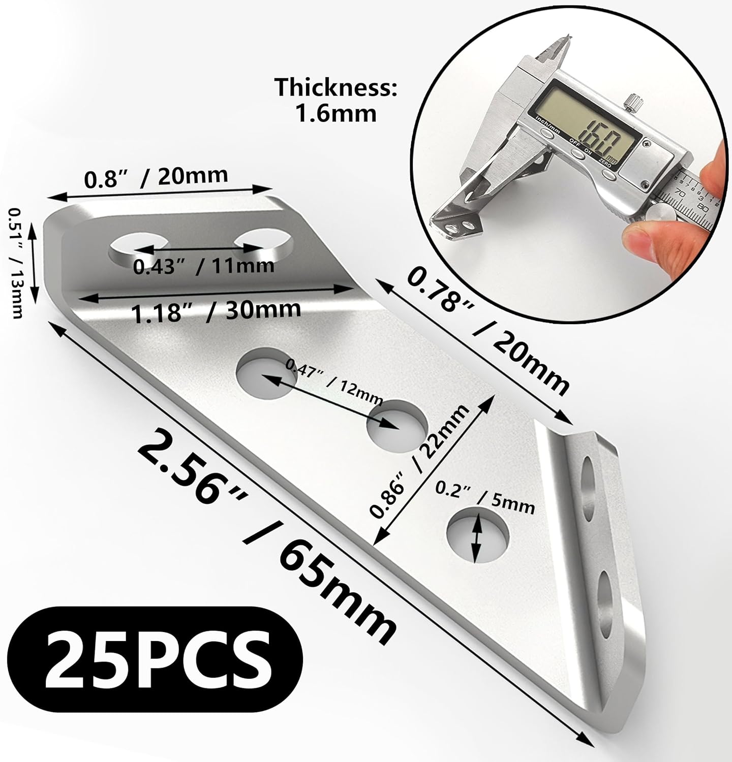 🛠️🛠️25PCS Universal Stainless Steel Furniture Corner Connector Brackets for Bookshelf Wardrobe Shelves Wood Chair Drawer Cabinet