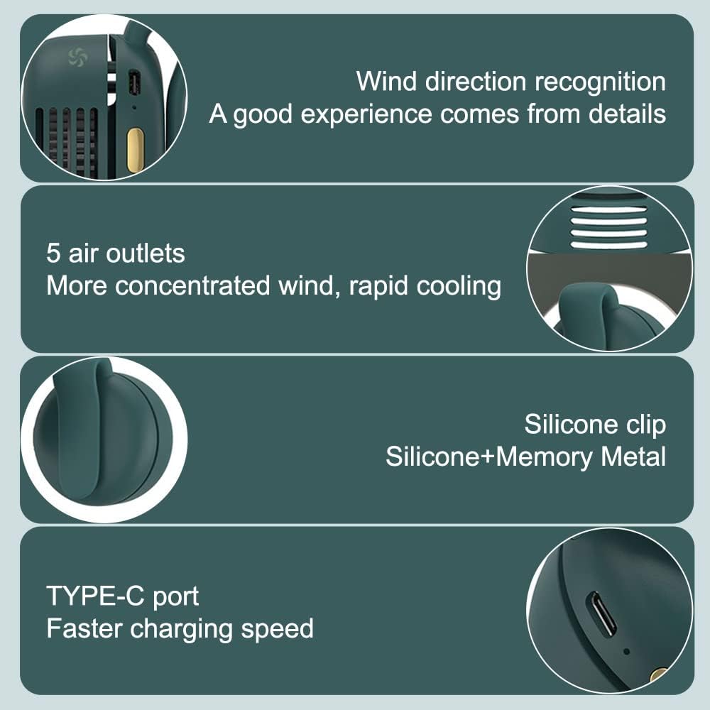 🍃Portable Silent Mini Bladeless Electric Fan, Clip on Fan for Shirt and Waist, 3 Speeds Suspended Waist Fans