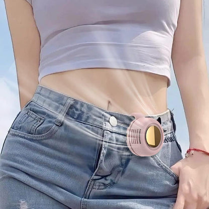 🍃Portable Silent Mini Bladeless Electric Fan, Clip on Fan for Shirt and Waist, 3 Speeds Suspended Waist Fans