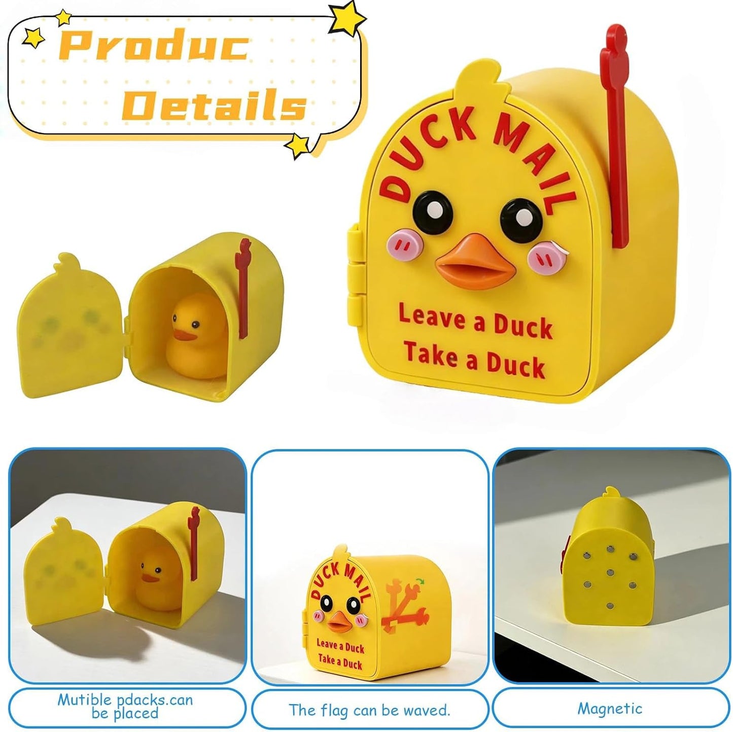 📬️📬️3D Printed Magnetic Cruising Ducks Mailbox Wall Mounted Mini Boxwith 2 Mini Ducks
