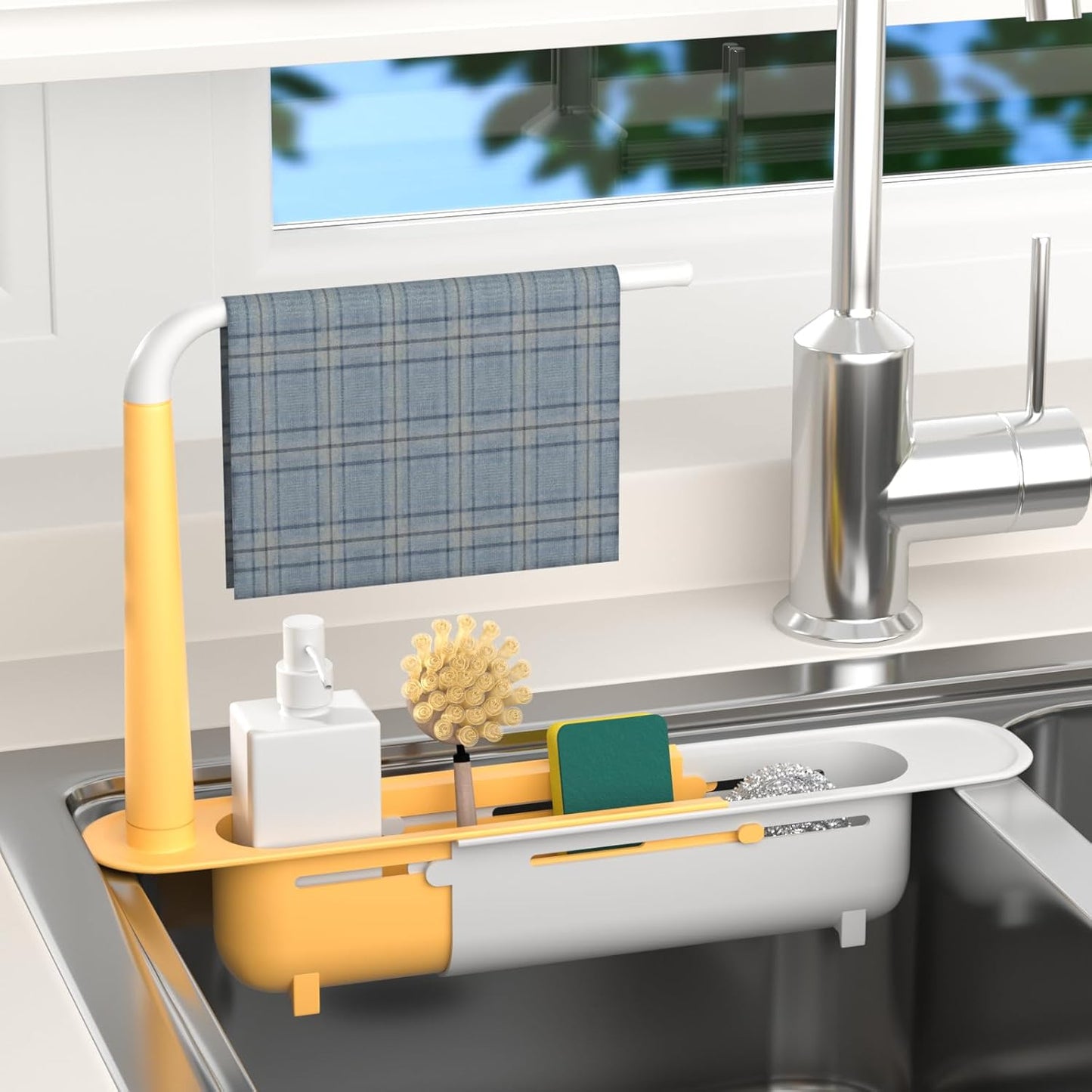 Telescopic Sink Storage Rack with 2 Sponge