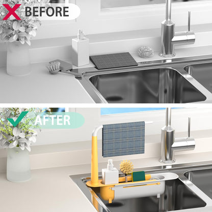 Telescopic Sink Storage Rack with 2 Sponge