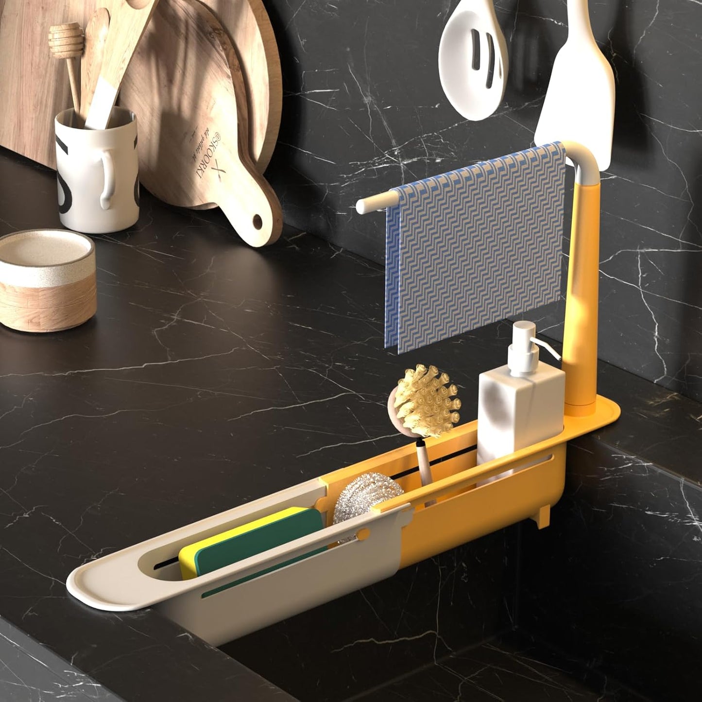 Telescopic Sink Storage Rack with 2 Sponge