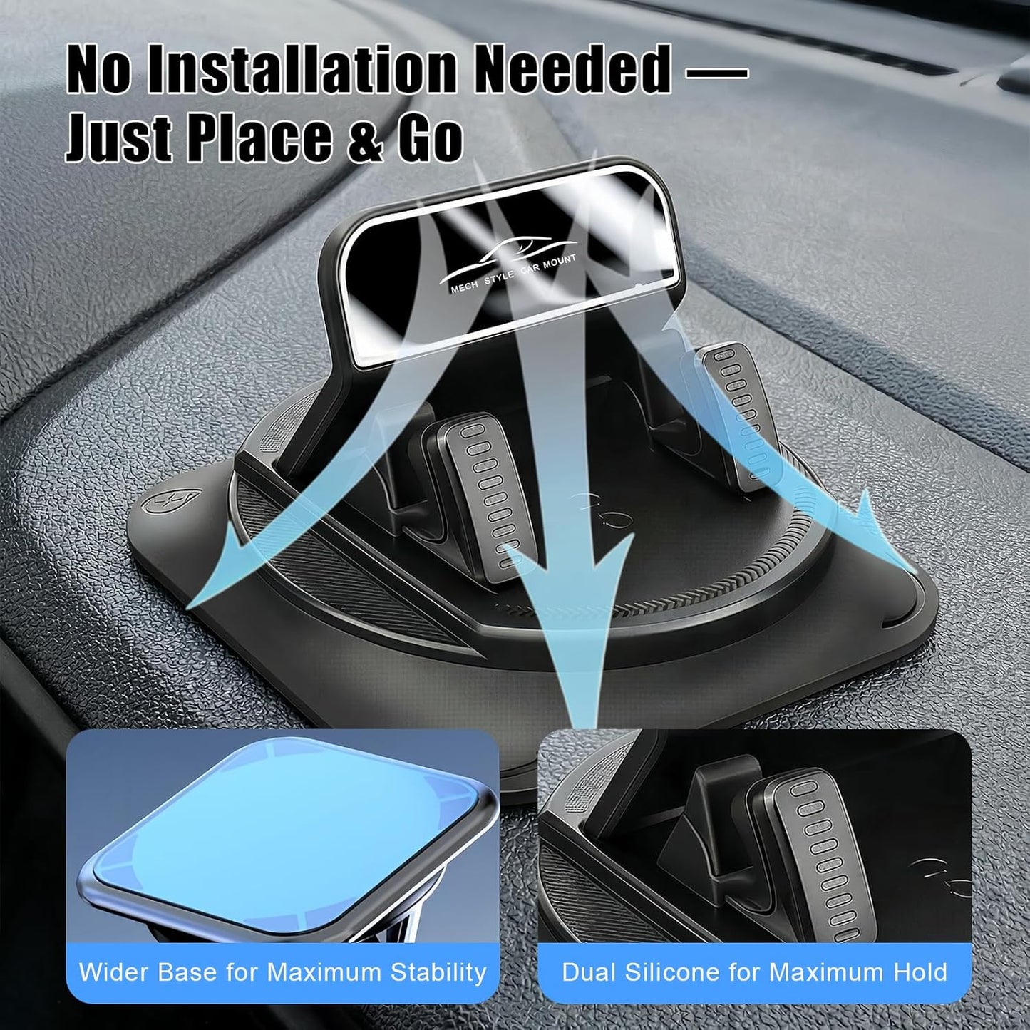 2 PCS Self-Adhesive Car Phone Holder 360 Degree Rotation