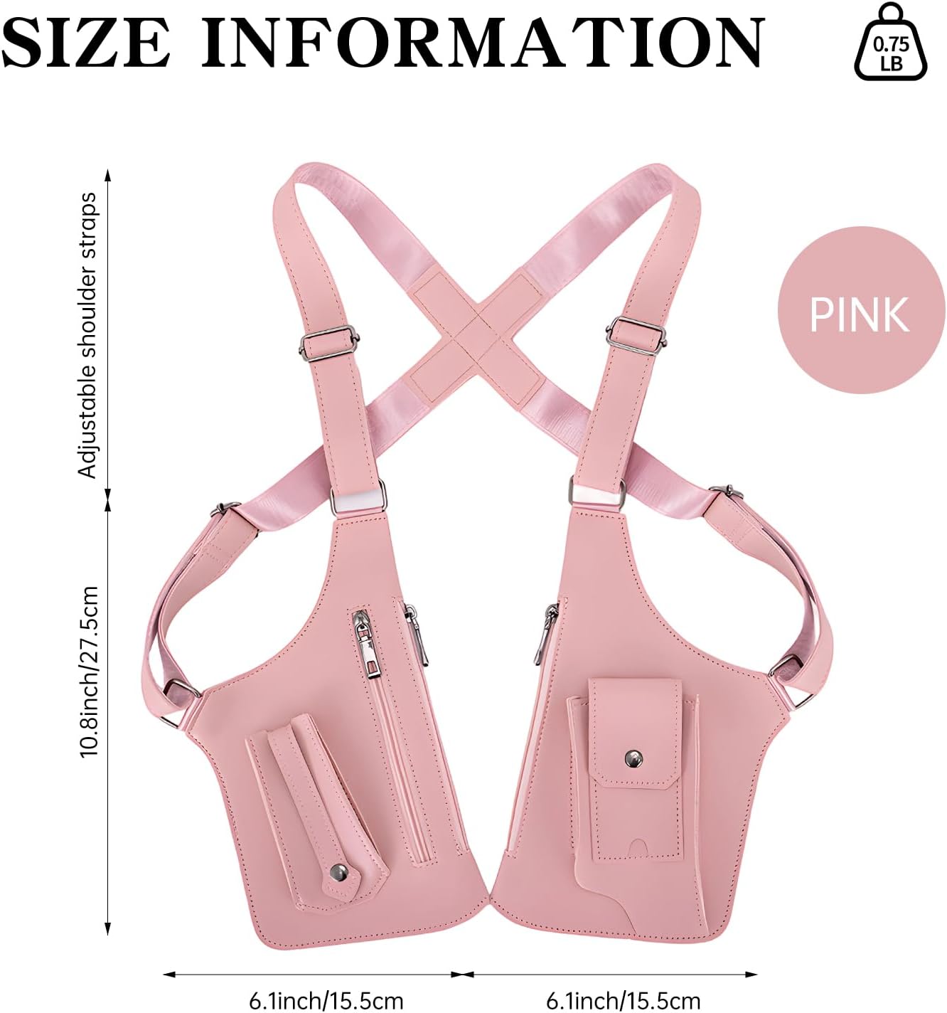 Double Shoulder Armpit Bag, Anti-Theft Underarm Shoulder Holster Bag with Adjustable Strap, Hidden Phone Wallet Pocket