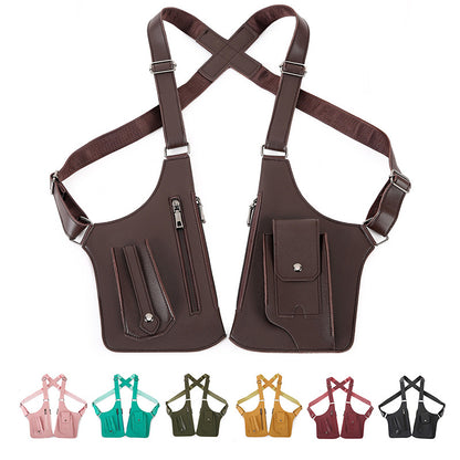Double Shoulder Armpit Bag, Anti-Theft Underarm Shoulder Holster Bag with Adjustable Strap, Hidden Phone Wallet Pocket