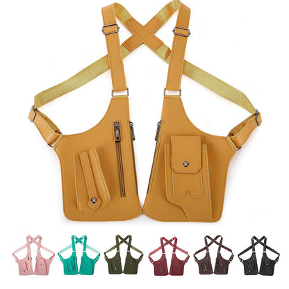 Double Shoulder Armpit Bag, Anti-Theft Underarm Shoulder Holster Bag with Adjustable Strap, Hidden Phone Wallet Pocket