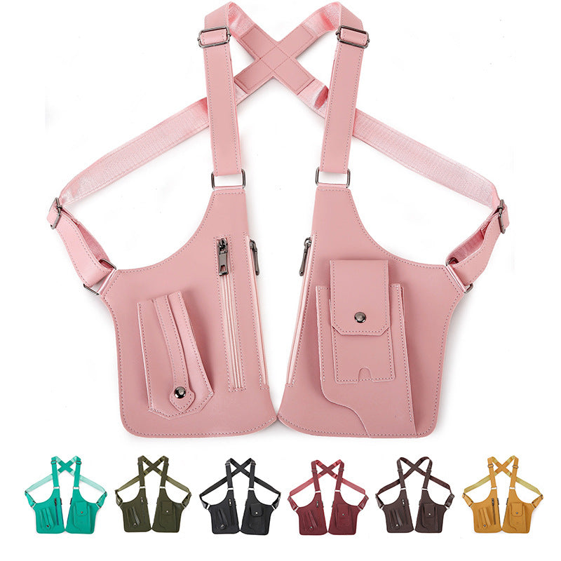 Double Shoulder Armpit Bag, Anti-Theft Underarm Shoulder Holster Bag with Adjustable Strap, Hidden Phone Wallet Pocket