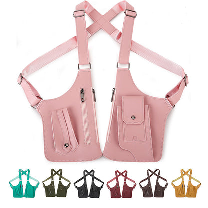 Double Shoulder Armpit Bag, Anti-Theft Underarm Shoulder Holster Bag with Adjustable Strap, Hidden Phone Wallet Pocket