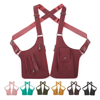 Double Shoulder Armpit Bag, Anti-Theft Underarm Shoulder Holster Bag with Adjustable Strap, Hidden Phone Wallet Pocket