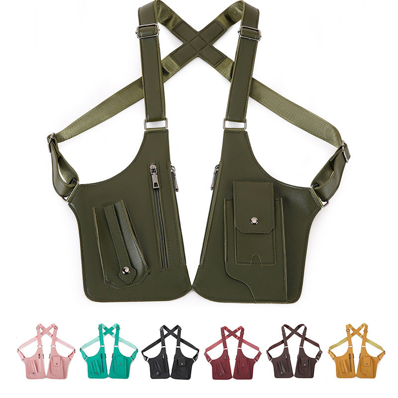 Double Shoulder Armpit Bag, Anti-Theft Underarm Shoulder Holster Bag with Adjustable Strap, Hidden Phone Wallet Pocket