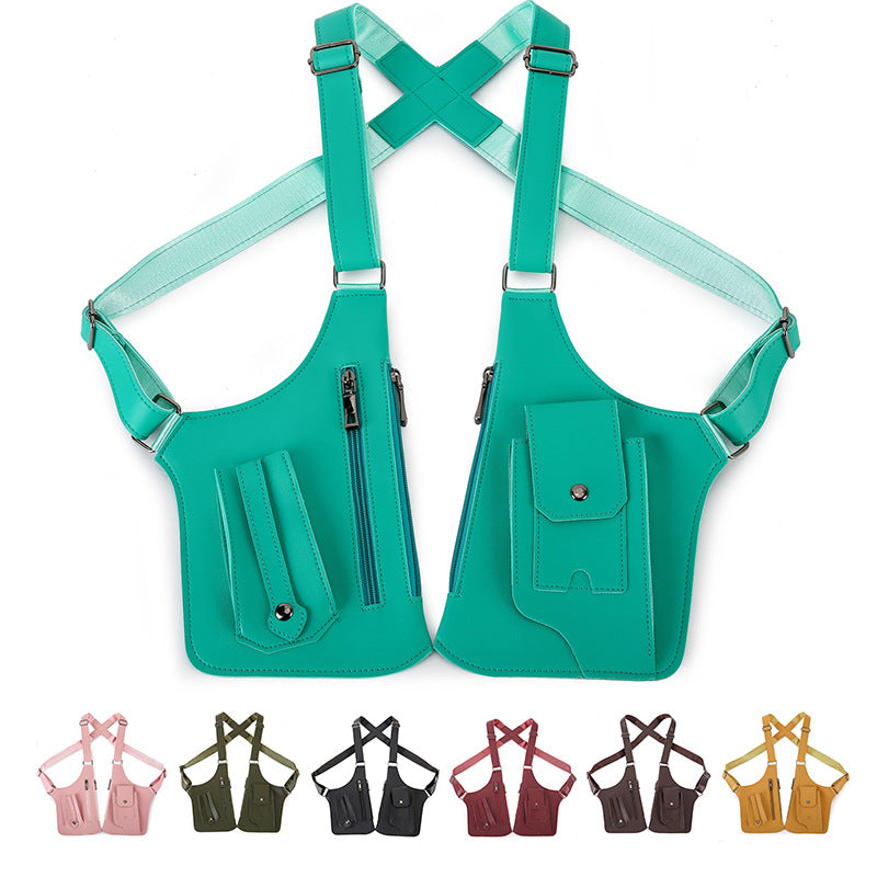 Double Shoulder Armpit Bag, Anti-Theft Underarm Shoulder Holster Bag with Adjustable Strap, Hidden Phone Wallet Pocket