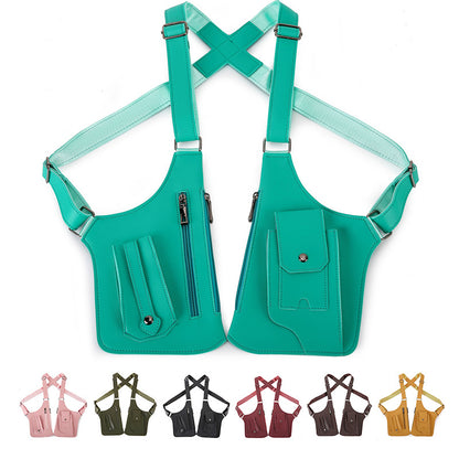 Double Shoulder Armpit Bag, Anti-Theft Underarm Shoulder Holster Bag with Adjustable Strap, Hidden Phone Wallet Pocket