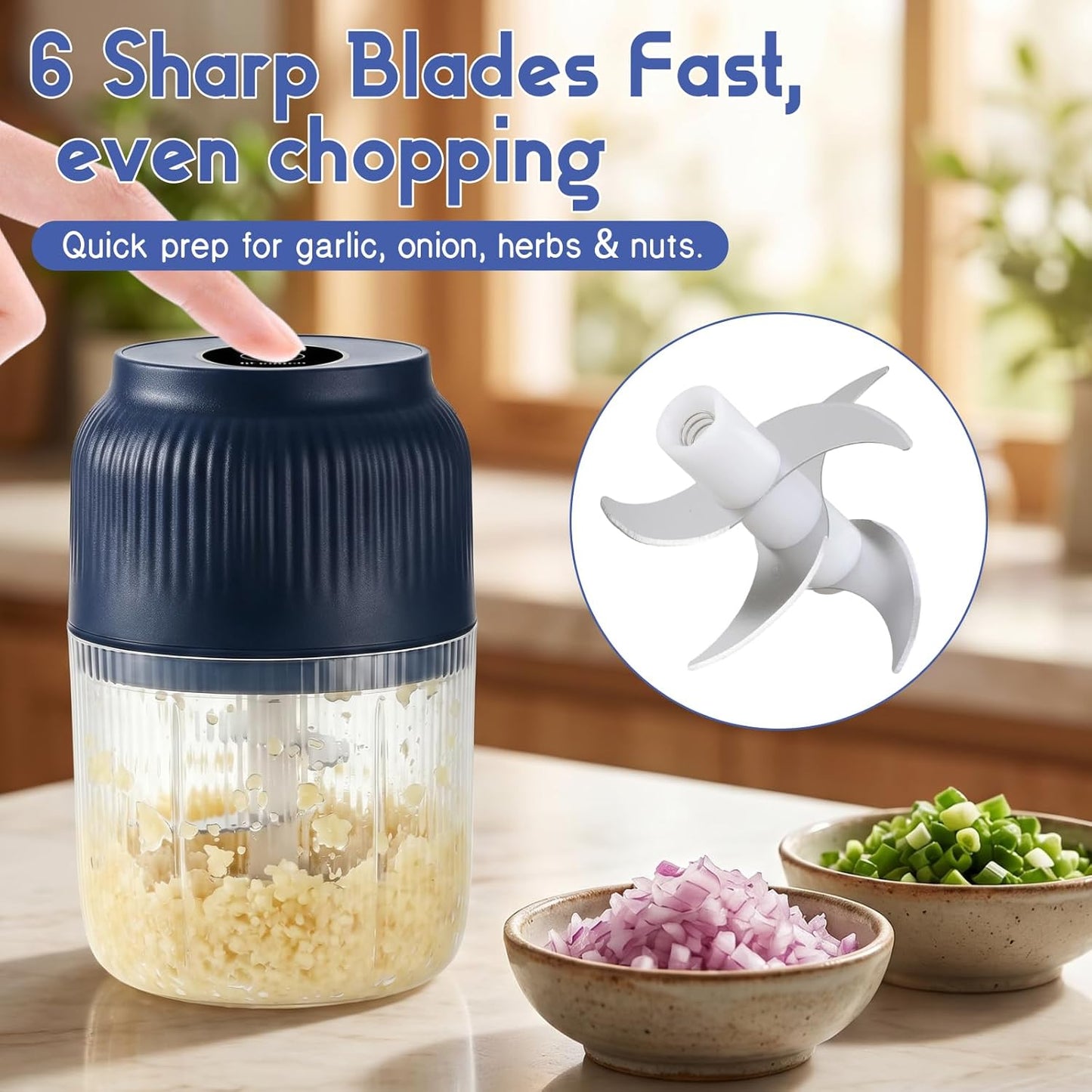🔥2026 New Mini Food Processor & Food Chopper for Kitchen with 6 Stainless Steel Blades, Small Vegetable Chopper for Onion Salad