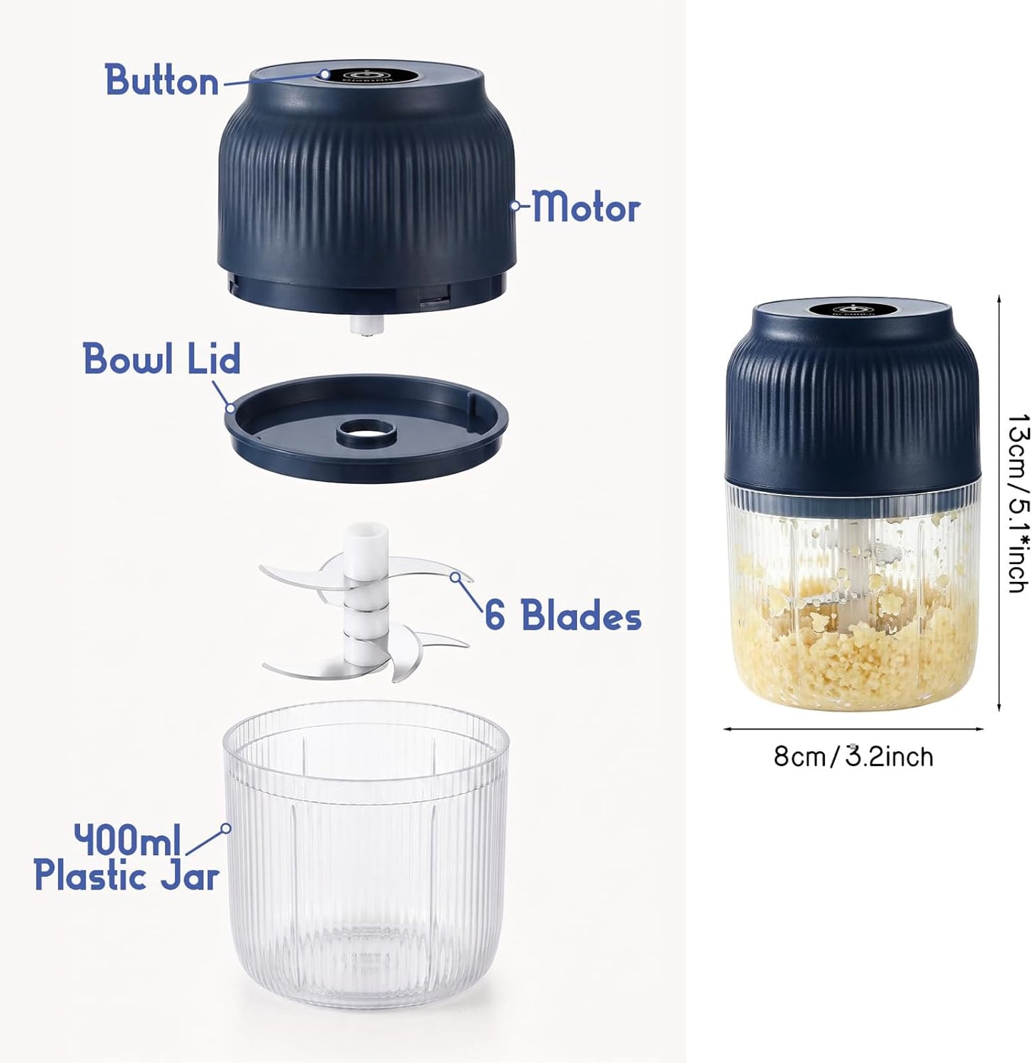 🔥2026 New Mini Food Processor & Food Chopper for Kitchen with 6 Stainless Steel Blades, Small Vegetable Chopper for Onion Salad