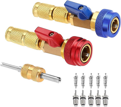 🛠️🚗Car R134A Valve Core Quick Remover Installer, Vehicle AC High Low Pressure Remover Tools Kit, Automotive Valve Core Removal Tool