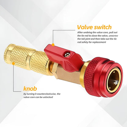 🛠️🚗Car R134A Valve Core Quick Remover Installer, Vehicle AC High Low Pressure Remover Tools Kit, Automotive Valve Core Removal Tool