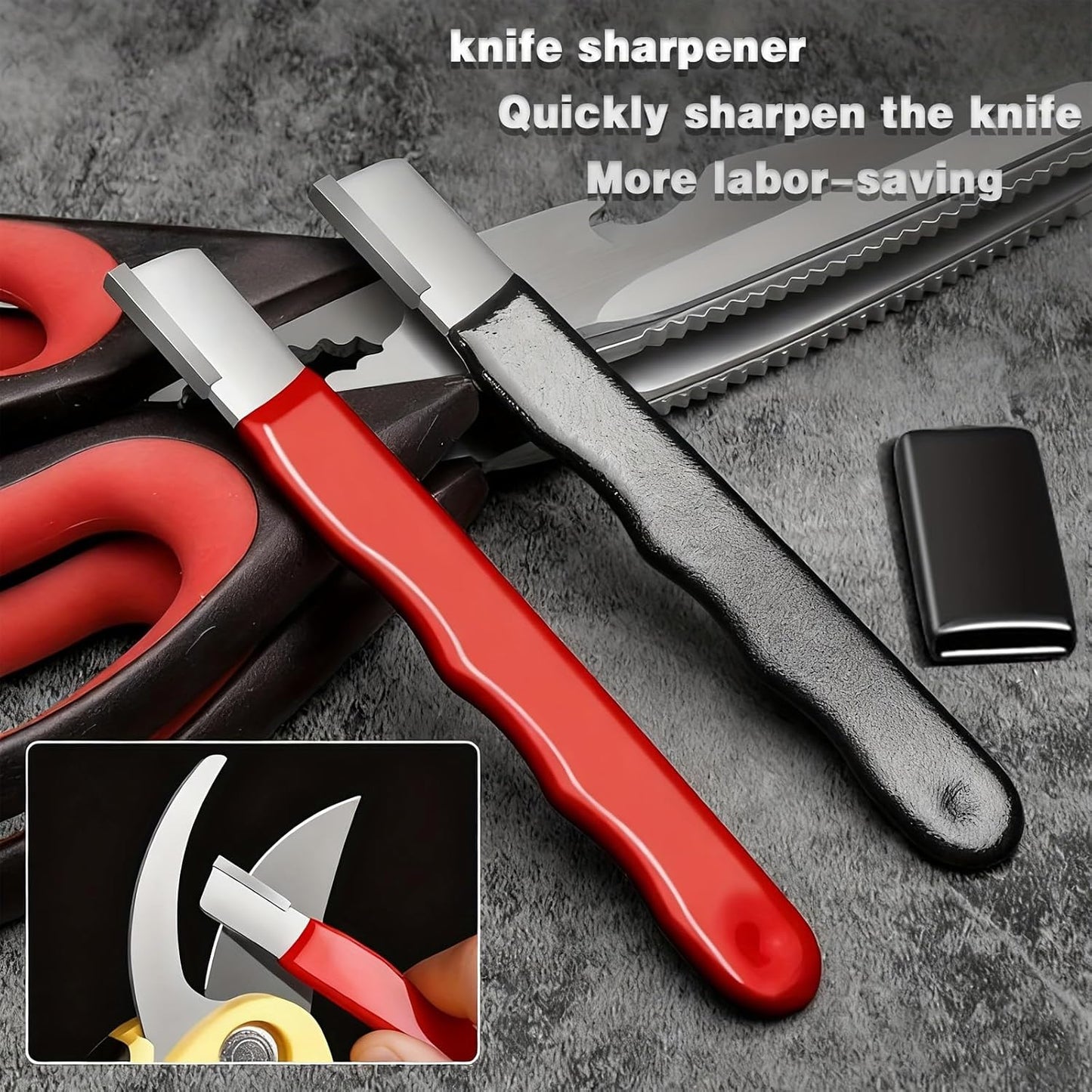 ✨🛠️2Pcs Garden Tool Blade Sharpener, Multipurpose Pocket Knife & Tool Sharpeners