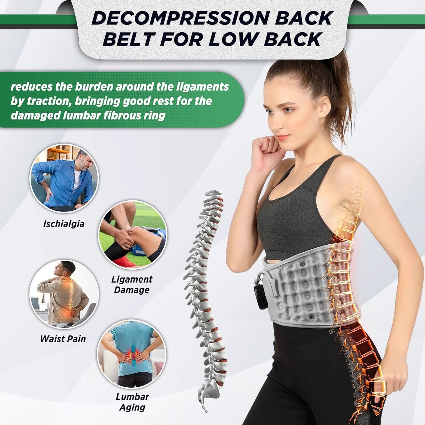 🔥🔥Decompression Back Belt with Red Light Heating and Massage