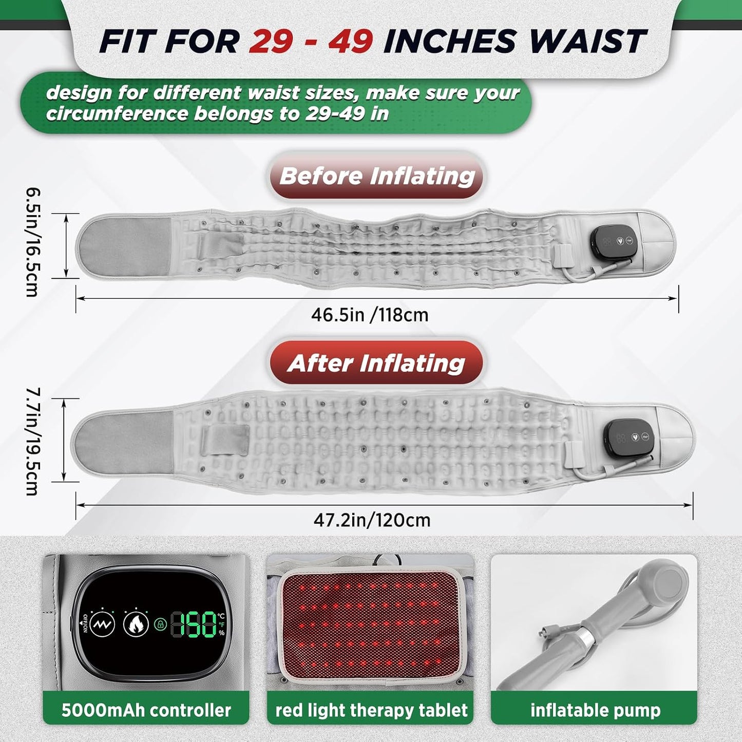 🔥🔥Decompression Back Belt with Red Light Heating and Massage