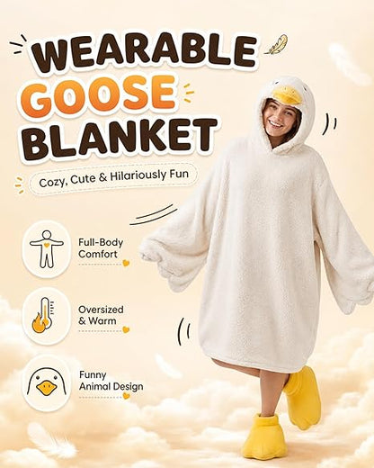 ✨️Goose Blanket Hoodie, Funny Duck Rubber Wearable Blanket Hoodies