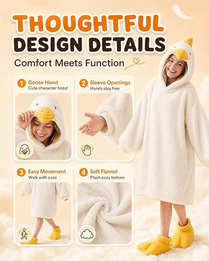 ✨️Goose Blanket Hoodie, Funny Duck Rubber Wearable Blanket Hoodies