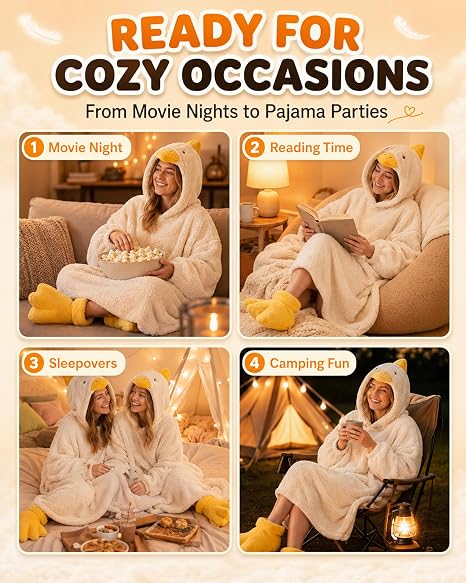 ✨️Goose Blanket Hoodie, Funny Duck Rubber Wearable Blanket Hoodies