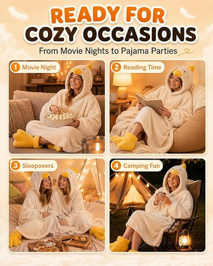 ✨️Goose Blanket Hoodie, Funny Duck Rubber Wearable Blanket Hoodies