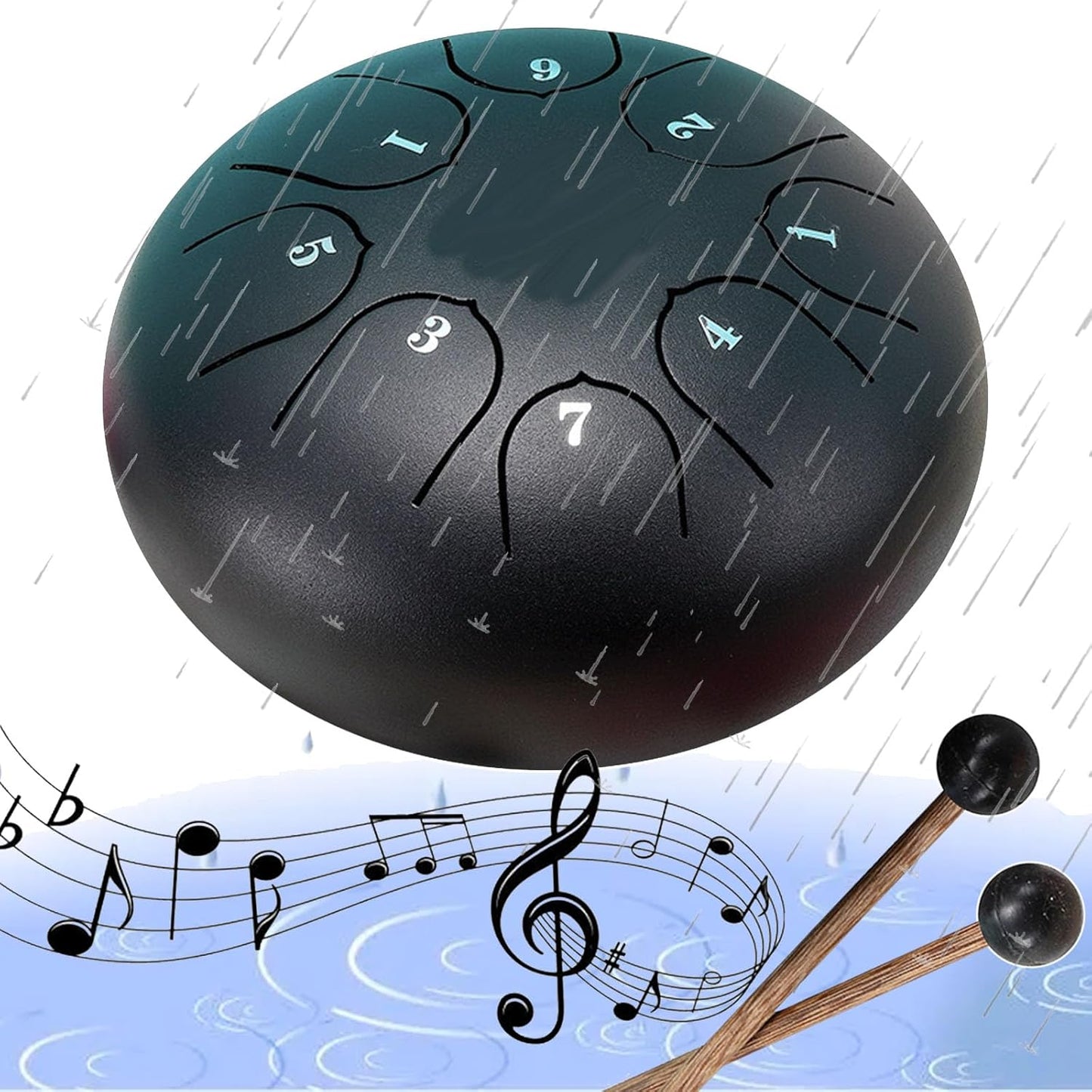 🎶🎶Rain Drum for Outside, Steel Tongue Drums Rain Chime, Rain Drum 4.5 Inches 8 Notes for Garden Instrument