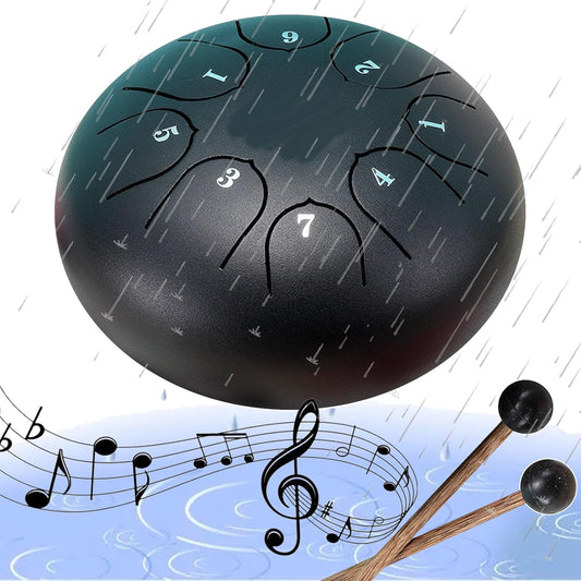 🎶🎶Rain Drum for Outside, Steel Tongue Drums Rain Chime, Rain Drum 4.5 Inches 8 Notes for Garden Instrument