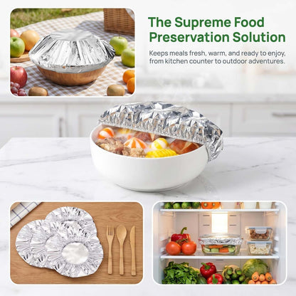 🔥Reusable Aluminum Foil Food Coversfor Refrigerator Storage, Leftover Food, And Meal Preparation