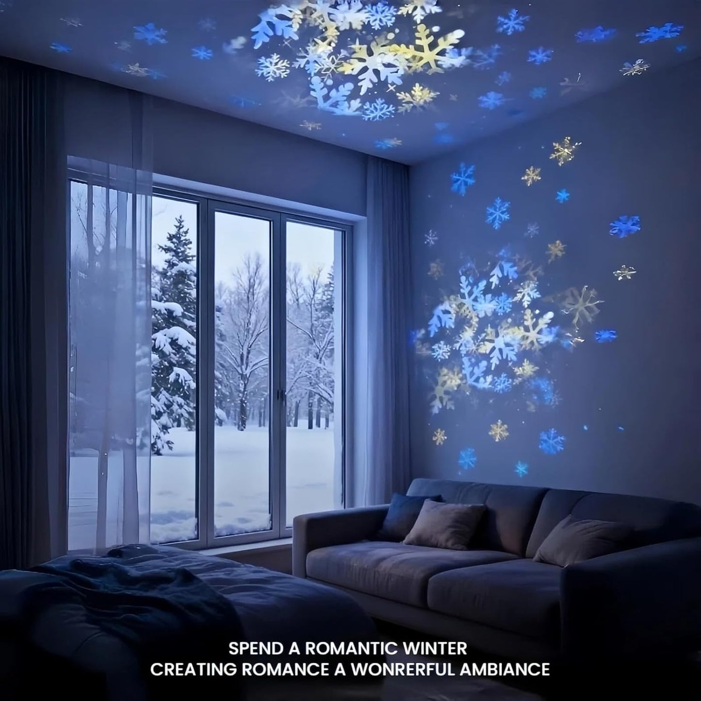 ✨️✨️Dynamic Rotating LED Projector Light, Snowflake/Christmas/Ocean 3 Scene Options, Adjustable Brightness, Unique Base Design