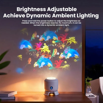 ✨️✨️Dynamic Rotating LED Projector Light, Snowflake/Christmas/Ocean 3 Scene Options, Adjustable Brightness, Unique Base Design