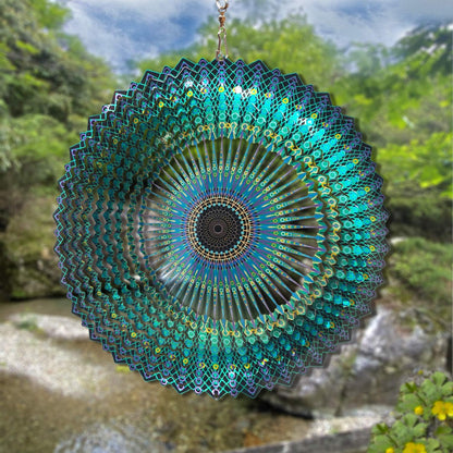 🦚🌀Wind Spinner Mandala Starry Sky 12 inch 3D Stainless Steel Laser Cut Metal Art Geometric Pattern