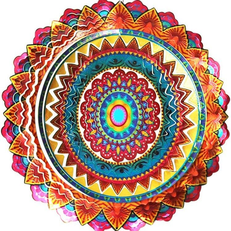 🦚🌀Wind Spinner Mandala Starry Sky 12 inch 3D Stainless Steel Laser Cut Metal Art Geometric Pattern