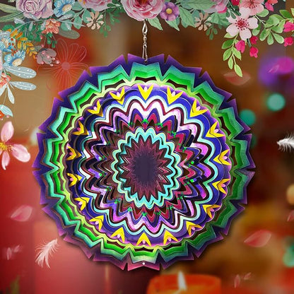 🦚🌀Wind Spinner Mandala Starry Sky 12 inch 3D Stainless Steel Laser Cut Metal Art Geometric Pattern